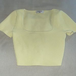 Aritzia Babaton Sculpt Knit Squareneck Top in Chamomile Yellow